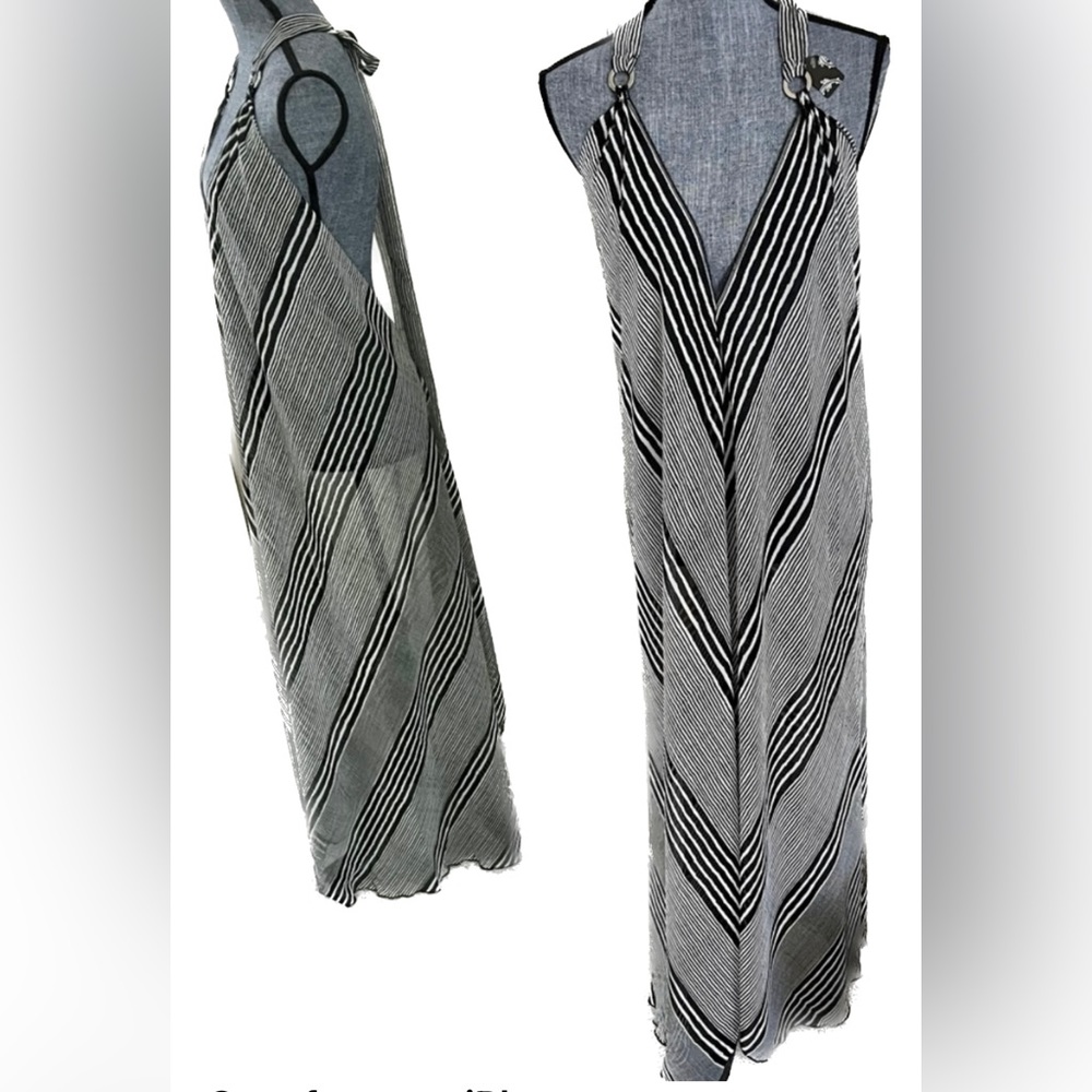 NWT Black and White Striped Swimsuit Coverup Dress
